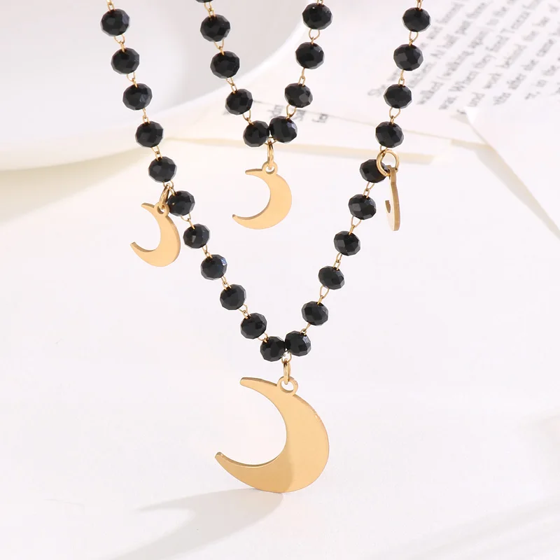 French Moon Heart Cross Pendant Double Layer Nacklace For Women Trendy Stainless Steel Black Color Beads Chain Choker Jewelry
French Moon Heart Cross Pendant Double Layer Nacklace For Women Trendy Stainless Steel Black Color Beads Chain Choker Jewelry