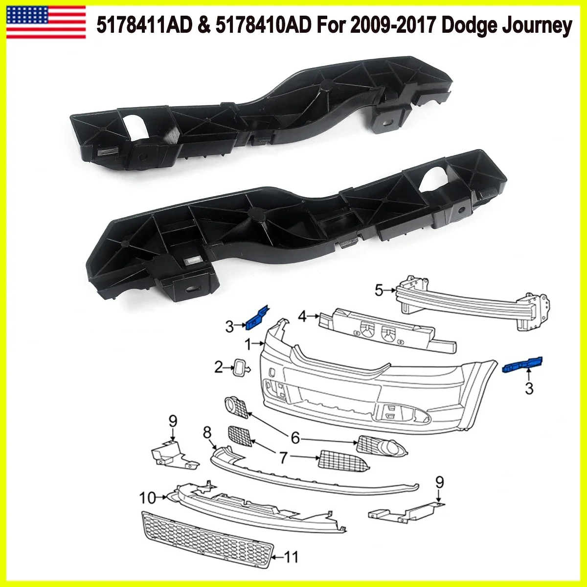 For 2009-2020 Dodge Journey Sport 5178411AD Front Bumper Bracket Support Plastic
For 2009-2020 Dodge Journey Sport 5178411AD Front Bumper Bracket Support Plastic