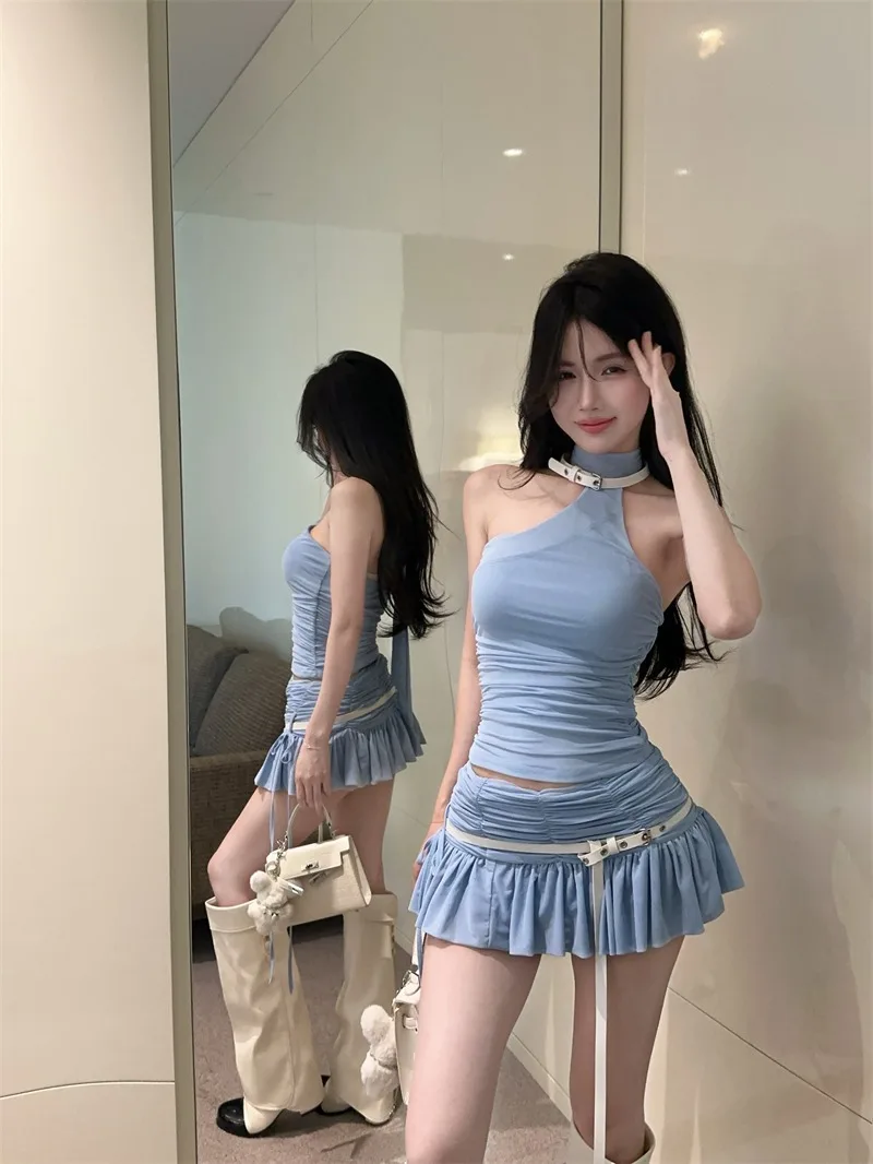 Pure Sexy Suit Women's Summer Off Shoulder Pleated Halter Neck Tank Top A-line Short Skirt Two-piece Set Fashion Female Clothes
Pure Sexy Suit Women's Summer Off Shoulder Pleated Halter Neck Tank Top A-line Short Skirt Two-piece Set Fashion Female Clothes
