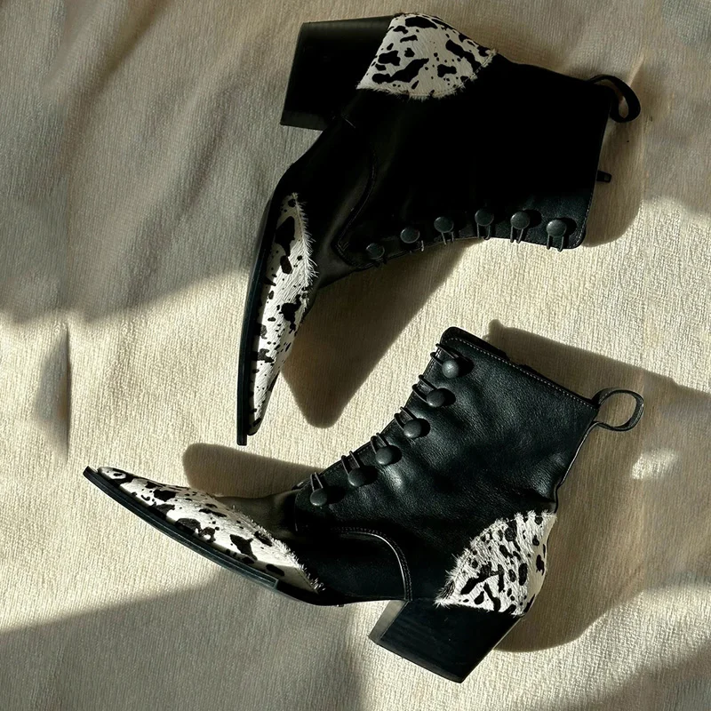Newest Leopard Patchwork Button Decor Booty Pointed Toe Mid Heels Ankle Boots Leather Fashion Shoes Women Retro Chelsea Boots
Newest Leopard Patchwork Button Decor Booty Pointed Toe Mid Heels Ankle Boots Leather Fashion Shoes Women Retro Chelsea Boots