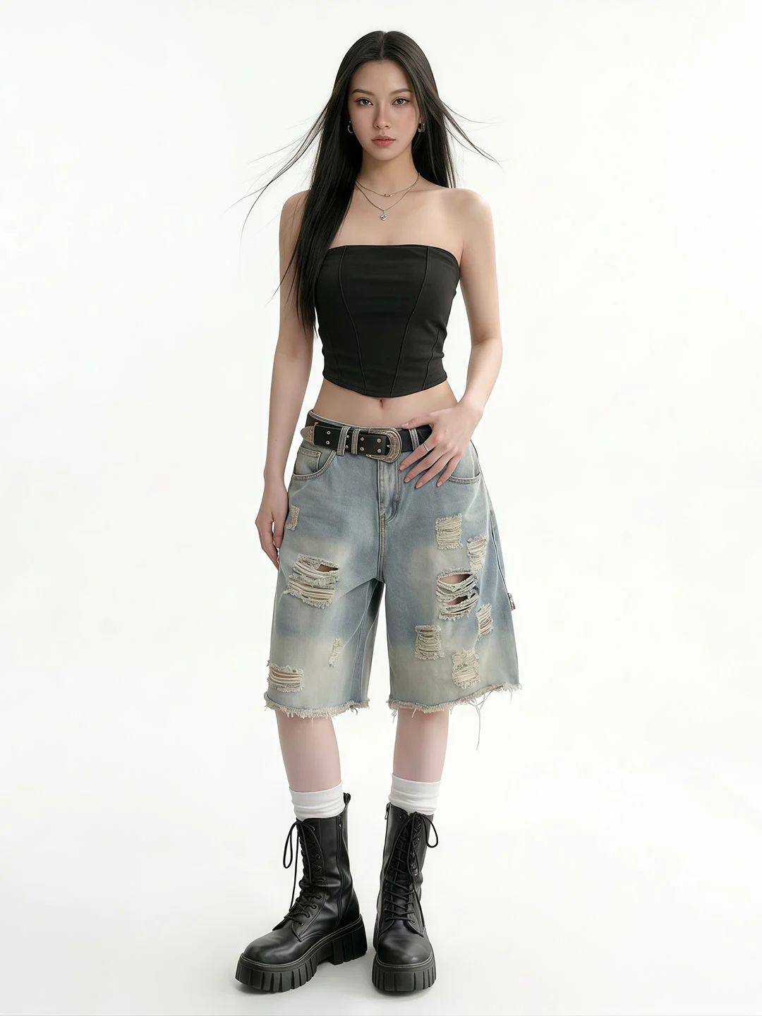 Cool Street Style Ripped Straight Leg Jeans Women's Vintage Faded Gradual Loose Low Waist Five-Quarter Pants Denim Jeans
Cool Street Style Ripped Straight Leg Jeans Women's Vintage Faded Gradual Loose Low Waist Five-Quarter Pants Denim Jeans