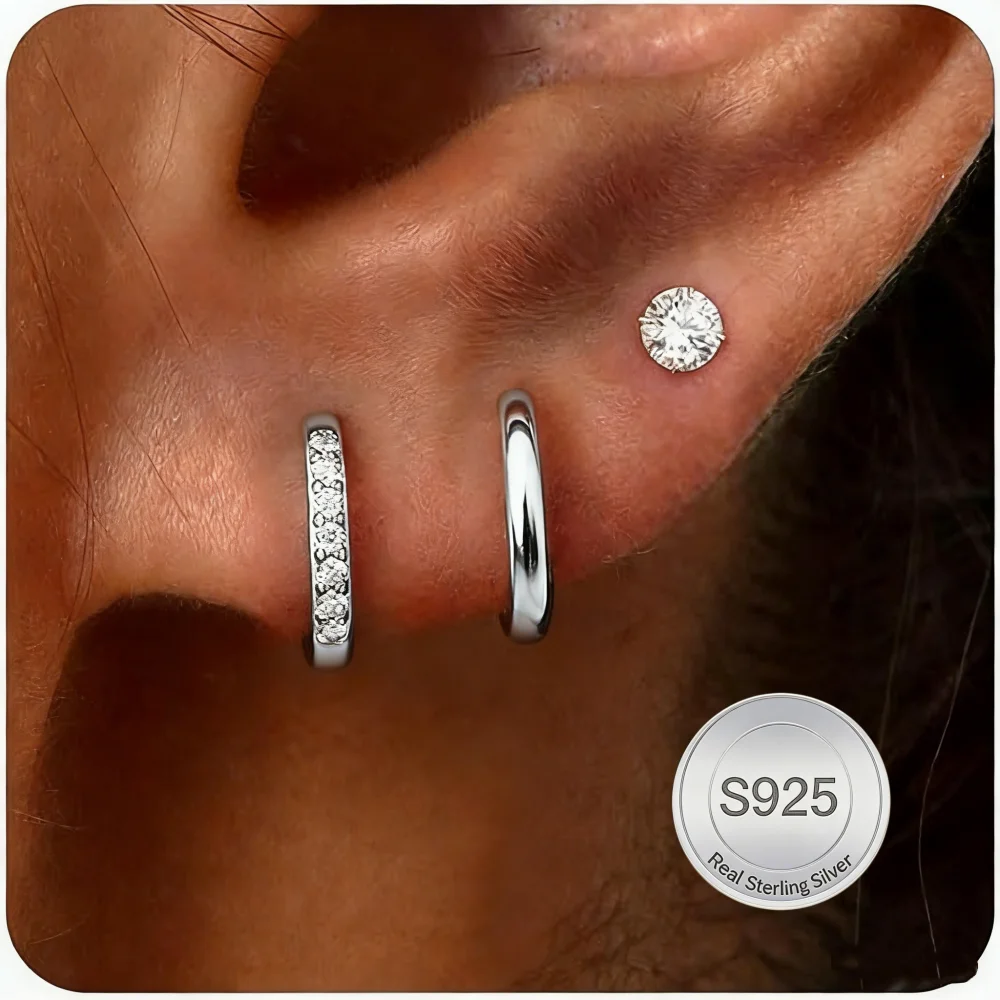 S925 Sterling Silver Hypoallergenic Non-tarnishing Earrings Set Stacked Mini Cubic Zirconia Earrings Mother's Day Gift for Women
S925 Sterling Silver Hypoallergenic Non-tarnishing Earrings Set Stacked Mini Cubic Zirconia Earrings Mother's Day Gift for Women