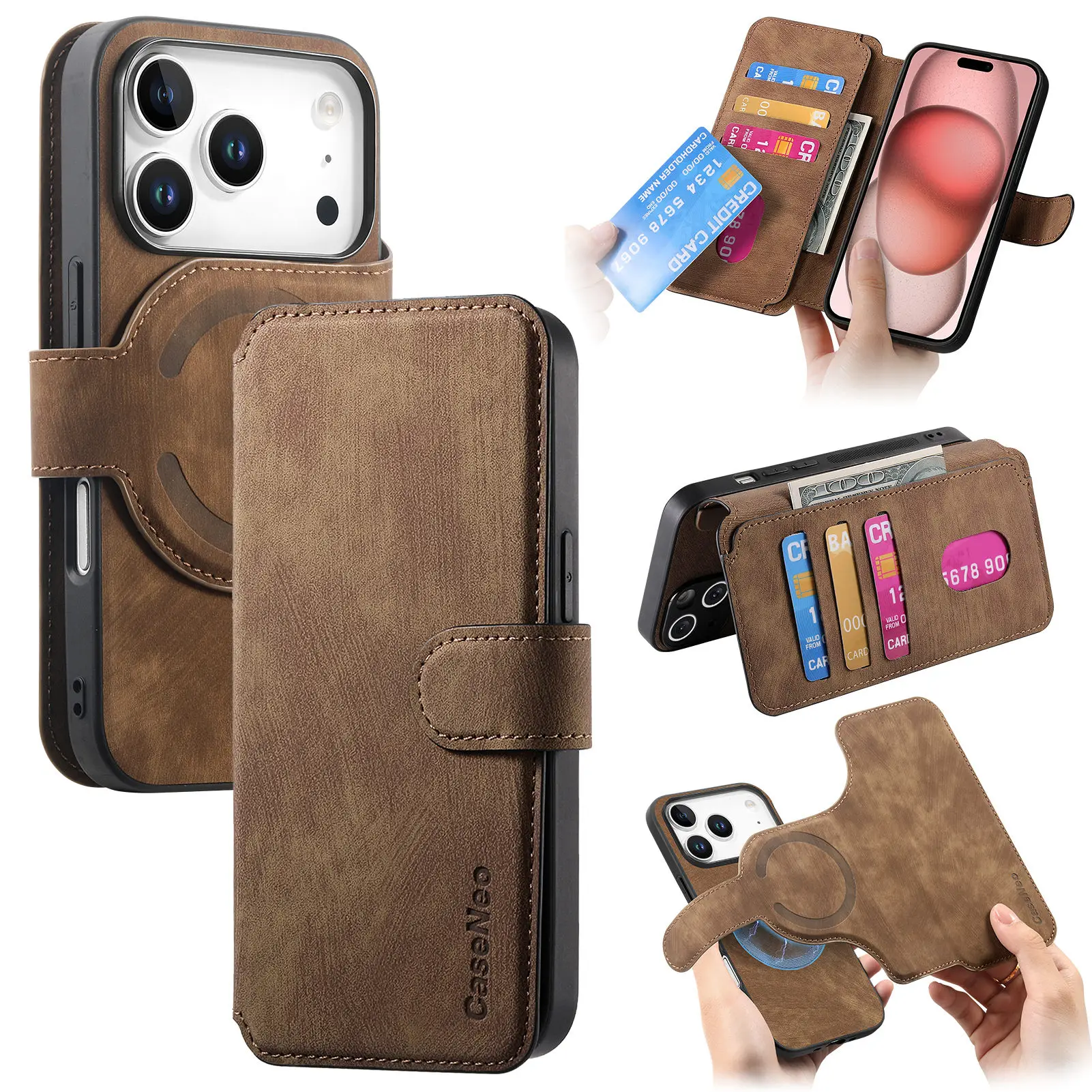 Съемный магнитный флип-кошелек 2 в 1, кожаный чехол для iPhone 17 Pro Max 16 Plus 15 14 13 12 11 17air 16E, чехол-книжка 
Съемный магнитный флип-кошелек 2 в 1, кожаный чехол для iPhone 17 Pro Max 16 Plus 15 14 13 12 11 17air 16E, чехол-книжка