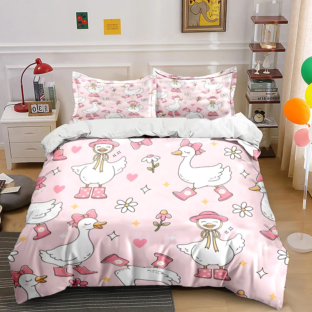 Cute geese and flowers on pink Print Bedding Set 1 Duvet Cover 2 Pillowcases for Adult and Children Luxury Gift Full Size
Cute geese and flowers on pink Print Bedding Set 1 Duvet Cover 2 Pillowcases for Adult and Children Luxury Gift Full Size