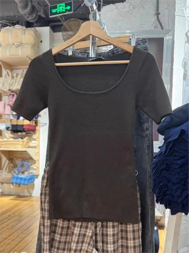 New Eyelet Brown Short Sleeve Tees Women Summer Cotton Soft Casual Simple Square Collar T-shirts Preppy Style Sweet Cute Tops
New Eyelet Brown Short Sleeve Tees Women Summer Cotton Soft Casual Simple Square Collar T-shirts Preppy Style Sweet Cute Tops