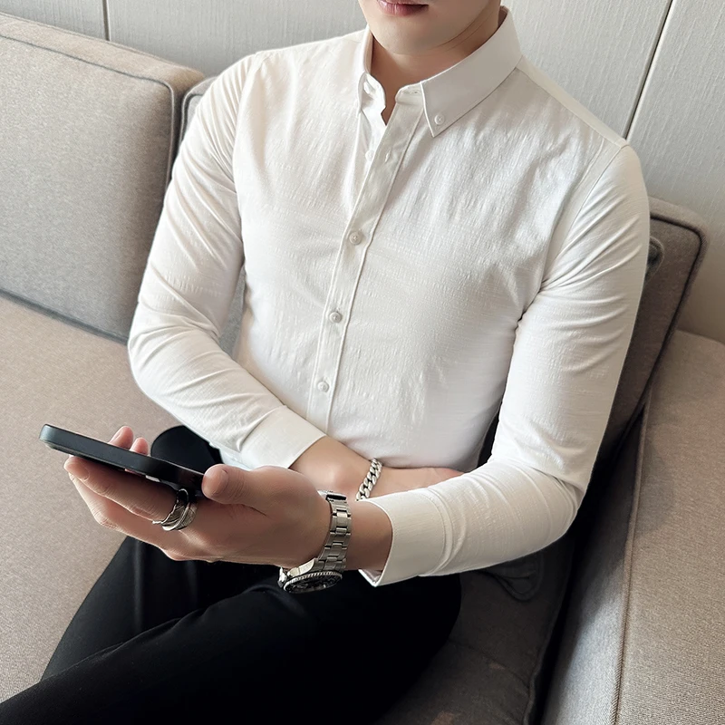 Autumn New Vintage Linen White Shirts For Men Clothing 2025 Simple Slim Fit Casual Long Sleeve Office Shirt Dress Formal Wear
Autumn New Vintage Linen White Shirts For Men Clothing 2025 Simple Slim Fit Casual Long Sleeve Office Shirt Dress Formal Wear