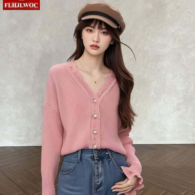 Короткая верхняя одежда, кардиганы, милые милые женские свитера для девочек, осень-зима 2025 года, белые кружевные вязаные розовые свитера с v-образным вырезом, пальто
Короткая верхняя одежда, кардиганы, милые милые женские свитера для девочек, осень-зима 2025 года, белые кружевные вязаные розовые свитера с v-образным вырезом, пальто