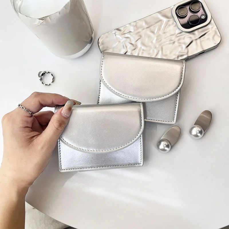 Silver Color Korean Style Silver Simple Cover Coin Purse Student Coin Money ID Card Wallet Women's Credit Card Bag Purse
Silver Color Korean Style Silver Simple Cover Coin Purse Student Coin Money ID Card Wallet Women's Credit Card Bag Purse