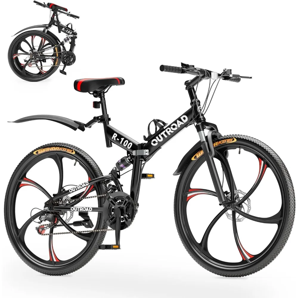 Folding mountain bike, adult/men/women dual disc non-slip folding bike, black, orange and green
Folding mountain bike, adult/men/women dual disc non-slip folding bike, black, orange and green