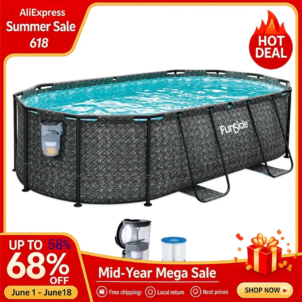 Oval 1311 x 82 x 39.5 Above Ground Swimming Pool, with FiltraBoost Filter 800 GPH Pump with AutoSkimmer, Custom, Pools
Oval 1311 x 82 x 39.5 Above Ground Swimming Pool, with FiltraBoost Filter 800 GPH Pump with AutoSkimmer, Custom, Pools