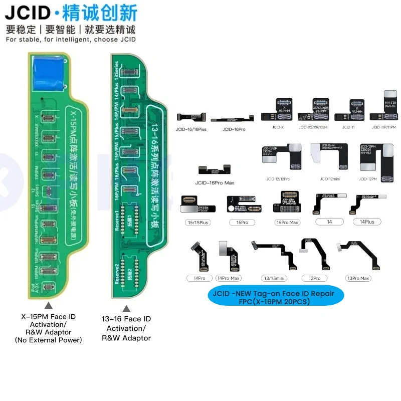 JC New Tag-on Face ID Flex Non-welding for IPhone X-16PM Dot Matrix Dot Projector Read Write Repair Romeo2 Face ID Chip Tools
JC New Tag-on Face ID Flex Non-welding for IPhone X-16PM Dot Matrix Dot Projector Read Write Repair Romeo2 Face ID Chip Tools