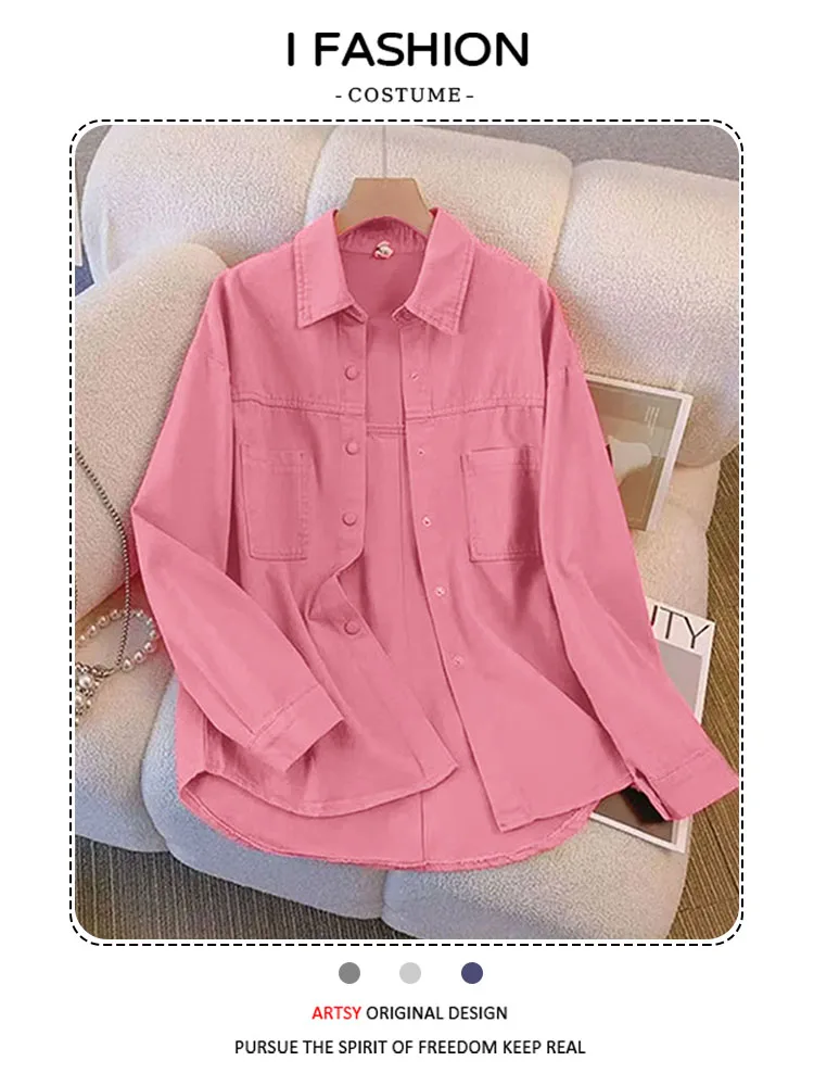 Trendy Casual Cotton Denim irt Jaet Women's Faionable Age-defng Top Spring Autumn New Sle Commute Sle Loose Fit
Trendy Casual Cotton Denim irt Jaet Women's Faionable Age-defng Top Spring Autumn New Sle Commute Sle Loose Fit