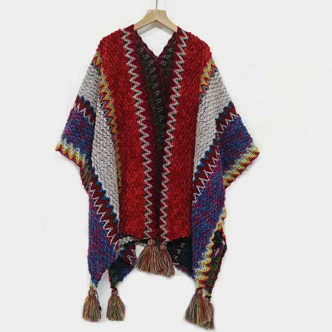 Women Knitting Poncho Capes Autumn New Female Fashion Bohemian Poncho Cloak Tassel Winter Clothing Cardigan Scarf Tibet Mult
Women Knitting Poncho Capes Autumn New Female Fashion Bohemian Poncho Cloak Tassel Winter Clothing Cardigan Scarf Tibet Mult
