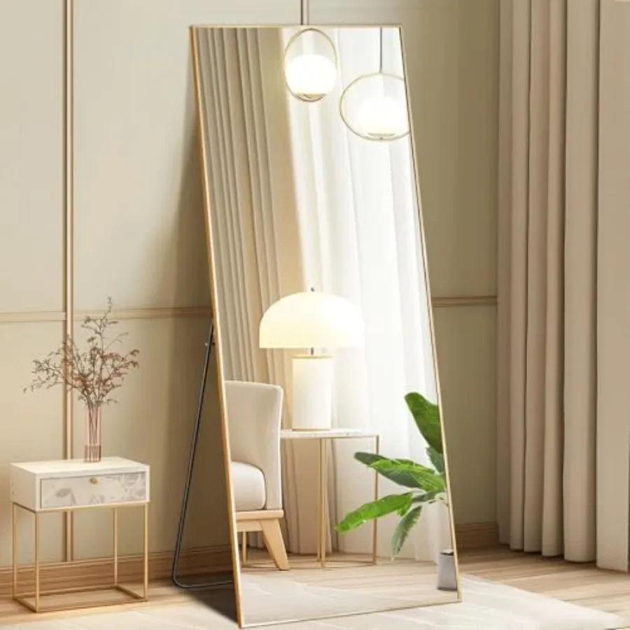 Full Length Mirror with Stand, 56x15 Floor Mirror with Aluminum Alloy Frame, Gold, Shatter-proof Nano Glass for Bedroom, Living
Full Length Mirror with Stand, 56x15 Floor Mirror with Aluminum Alloy Frame, Gold, Shatter-proof Nano Glass for Bedroom, Living