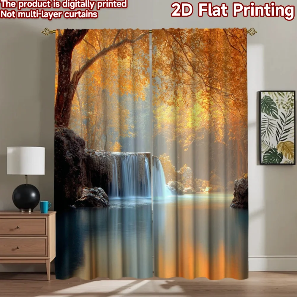 2D flat printing 2pcs Party Curtain Autumn Forest Waterfall Nature Digital Printed Polyester Drapes Family Party Decoration Use
2D flat printing 2pcs Party Curtain Autumn Forest Waterfall Nature Digital Printed Polyester Drapes Family Party Decoration Use