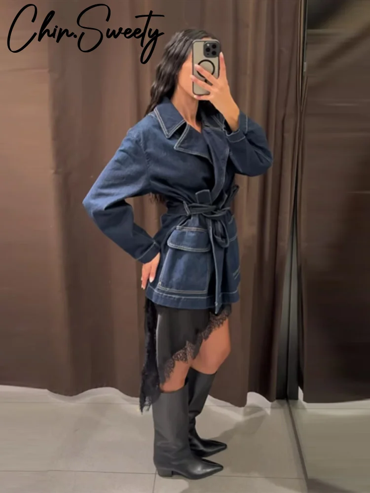 Повседневное лоскутное женское джинсовое пальто с поясом, модная женская куртка с лацканами и длинными рукавами и карманами, осень-зима 202, верхняя одежда для городских женщин
Повседневное лоскутное женское джинсовое пальто с поясом, модная женская куртка с лацканами и длинными рукавами и карманами, осень-зима 202, верхняя одежда для городских женщин