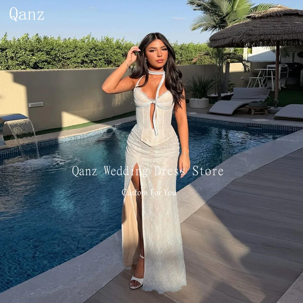 Qanz Beach Lace Appliques Evening Dresses Mermaid High Slit Women's Wedding Party Attire Open Back Vestido De Festa Customized
Qanz Beach Lace Appliques Evening Dresses Mermaid High Slit Women's Wedding Party Attire Open Back Vestido De Festa Customized