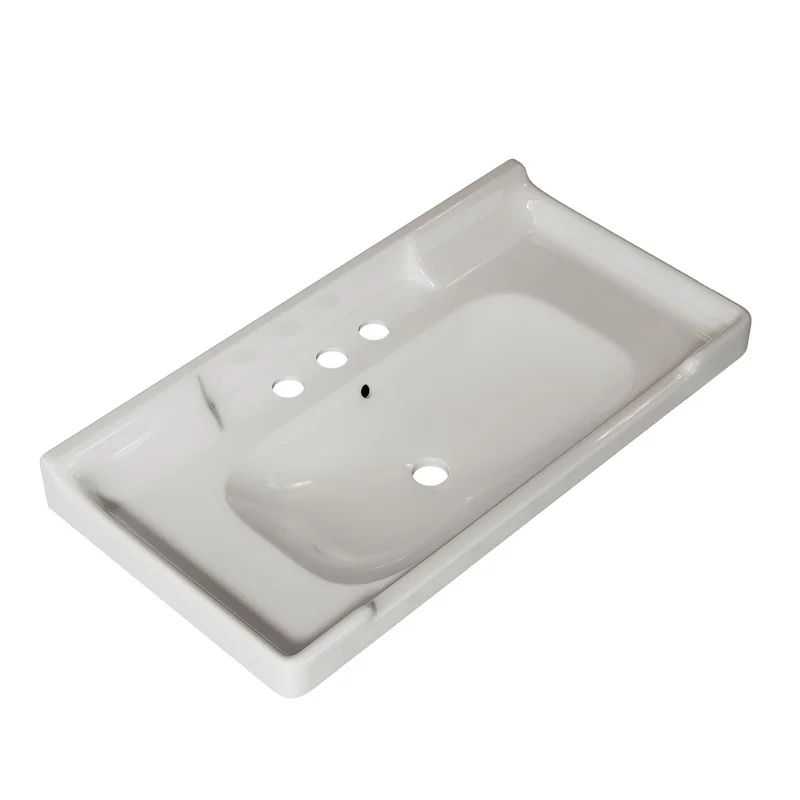36" White Ceramic Bathroom Sink with 3 Holes, No Faucet or Cabinet
36" White Ceramic Bathroom Sink with 3 Holes, No Faucet or Cabinet