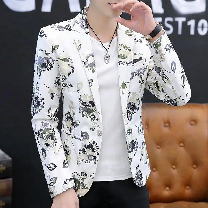 Spring New Men Print Casual Blazer Coat Korean Fashion Slim Contrast Color Buttons Jacket Male Business Work Suit Outerwear X48
Spring New Men Print Casual Blazer Coat Korean Fashion Slim Contrast Color Buttons Jacket Male Business Work Suit Outerwear X48