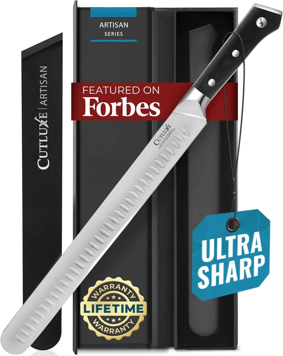 12" Carving & Slicing Knife for Meat & BBQ - Razor Sharp German Steel, Sheath Included, Ergonomic Full Tang Handle Design
12" Carving & Slicing Knife for Meat & BBQ - Razor Sharp German Steel, Sheath Included, Ergonomic Full Tang Handle Design