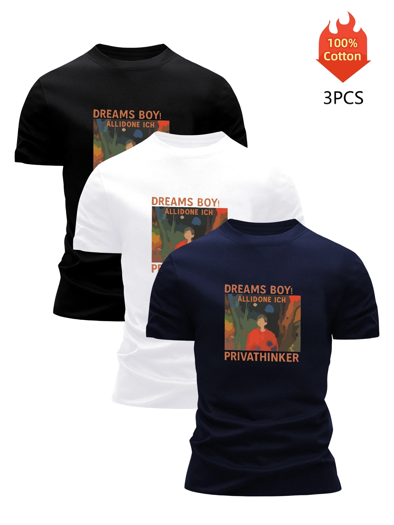 3 Pack Printed T-Shirt Men's 100% Cotton Graphic Tees Funny Summer Blouse Casual Breathable Cool Luxury High Quality Clothing
3 Pack Printed T-Shirt Men's 100% Cotton Graphic Tees Funny Summer Blouse Casual Breathable Cool Luxury High Quality Clothing
