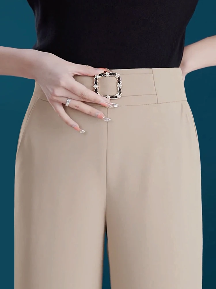 Khaki Color Women's Summer Thin High Waist Wide Leg Ice Silk Pants Korean Style Commute Loose Fit Trousers Casual Wear
Khaki Color Women's Summer Thin High Waist Wide Leg Ice Silk Pants Korean Style Commute Loose Fit Trousers Casual Wear