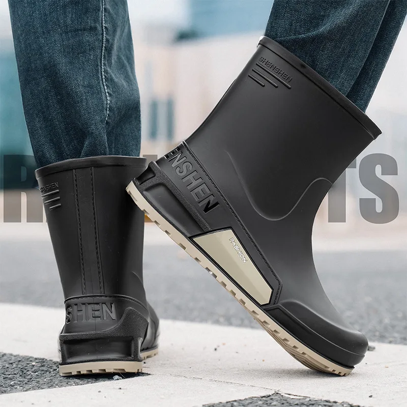 Men's Mid-Calf Waterproof Rain Boots Non-Slip Thick Sole Work Boots Durable Rubber Water Shoes for Outdoor Walking Fishing Wear
Men's Mid-Calf Waterproof Rain Boots Non-Slip Thick Sole Work Boots Durable Rubber Water Shoes for Outdoor Walking Fishing Wear