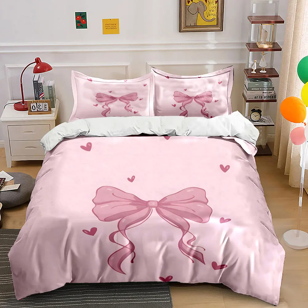 Pink bow with heart accents Pattern Duvet Cover Set Digital Print Colorful Polyester Bedding with Zipper Closur for kids gifts
Pink bow with heart accents Pattern Duvet Cover Set Digital Print Colorful Polyester Bedding with Zipper Closur for kids gifts