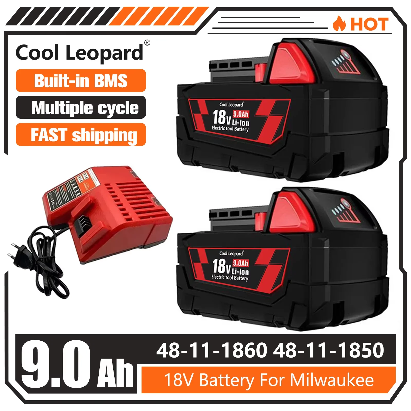 for Milwaukee 18V 9.0Ah Replacement M18 XC Lithium Battery 48-11-1860 48-11-1850 48-11-1840 48-11-1830 Rechargeable Batteries
for Milwaukee 18V 9.0Ah Replacement M18 XC Lithium Battery 48-11-1860 48-11-1850 48-11-1840 48-11-1830 Rechargeable Batteries