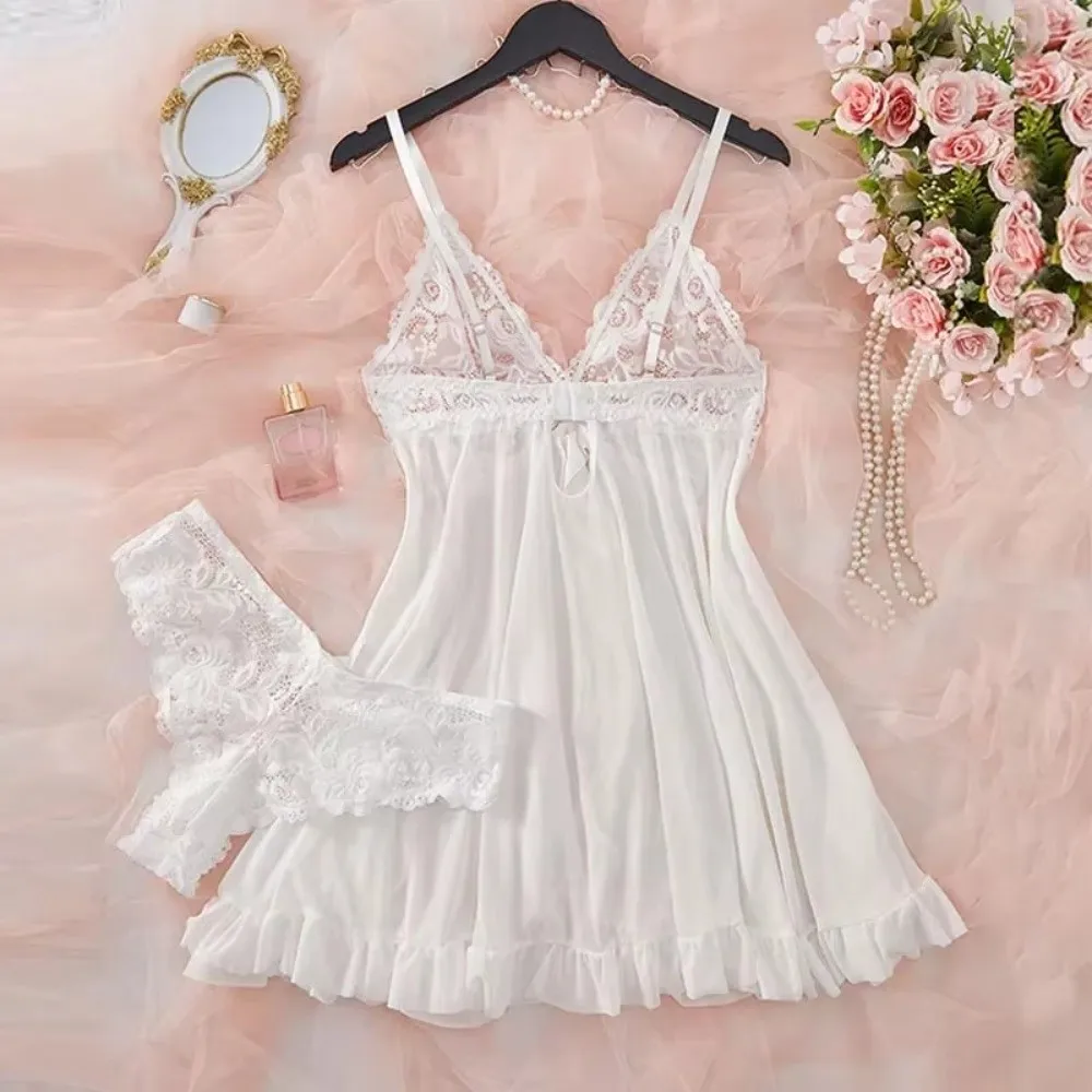 Lace Trim Sexy Lingerie V Neck Design Solid Color See Through Sleepwear Soft Fabric Mini Length Transparent Dress Nightwear
Lace Trim Sexy Lingerie V Neck Design Solid Color See Through Sleepwear Soft Fabric Mini Length Transparent Dress Nightwear