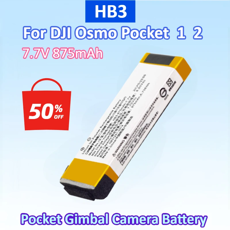 NEW Replacement Battery HB3 7.7V 875mAh For DJI Osmo Pocket Osmo Pocket II Osmo Pocket 1 2 Rechargeable Li-ion Battery
NEW Replacement Battery HB3 7.7V 875mAh For DJI Osmo Pocket Osmo Pocket II Osmo Pocket 1 2 Rechargeable Li-ion Battery