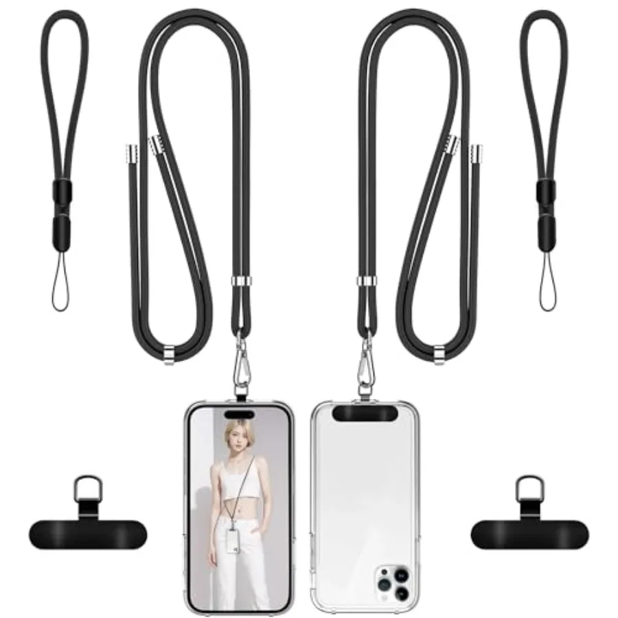 Phone Lanyard, 2 Pack Adjustable CellPhone Lanyard Crossbody Neck Strap and 2 Pack Phone Wrist Strap with 2x Tether Metal Tabs
Phone Lanyard, 2 Pack Adjustable CellPhone Lanyard Crossbody Neck Strap and 2 Pack Phone Wrist Strap with 2x Tether Metal Tabs