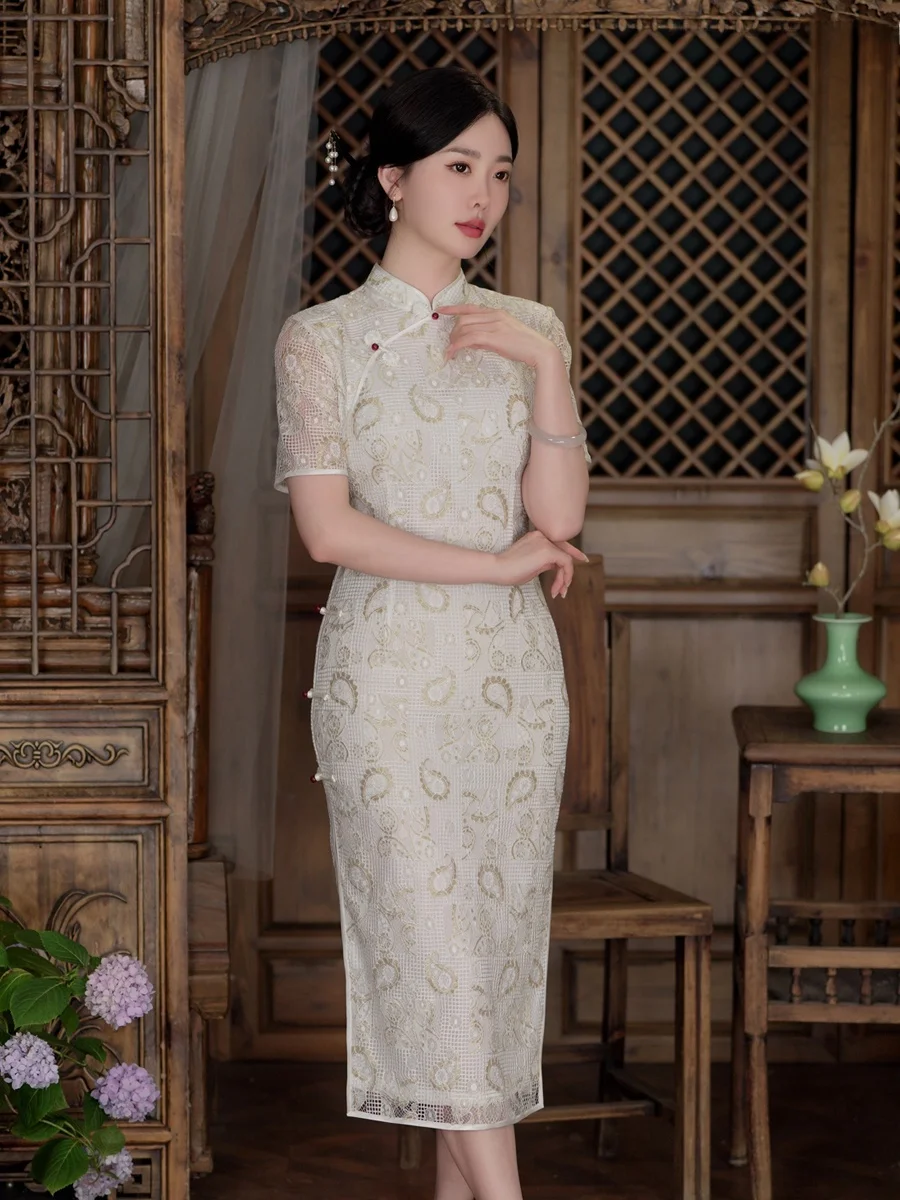 Original Silk Material High-End Lace Dress Not Real Silk Retro Improved Women's Fashionable Breathable Short Sleeve
Original Silk Material High-End Lace Dress Not Real Silk Retro Improved Women's Fashionable Breathable Short Sleeve