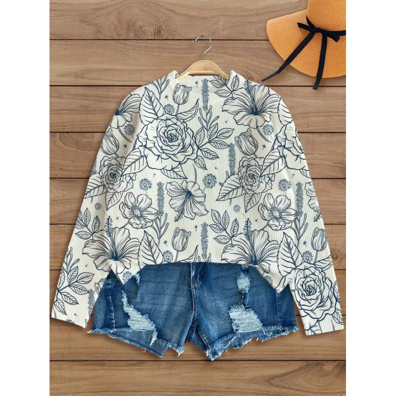 Blue rose Print Knitted Pullover, Women's Fall Winter Sweater,Soft Fabric, Long Sleeve, Round Neck, Casual & Trendy Fit
Blue rose Print Knitted Pullover, Women's Fall Winter Sweater,Soft Fabric, Long Sleeve, Round Neck, Casual & Trendy Fit