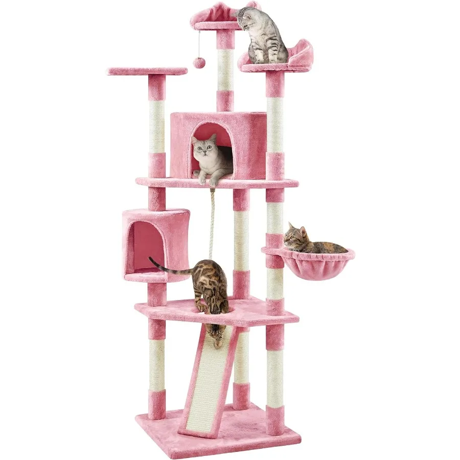 79in Multi-Level Cat Tree with Scratching Posts for Indoor Cats Cat Furniture Play Center in Brown Wood Finish Durable Sisal Ro
79in Multi-Level Cat Tree with Scratching Posts for Indoor Cats Cat Furniture Play Center in Brown Wood Finish Durable Sisal Ro