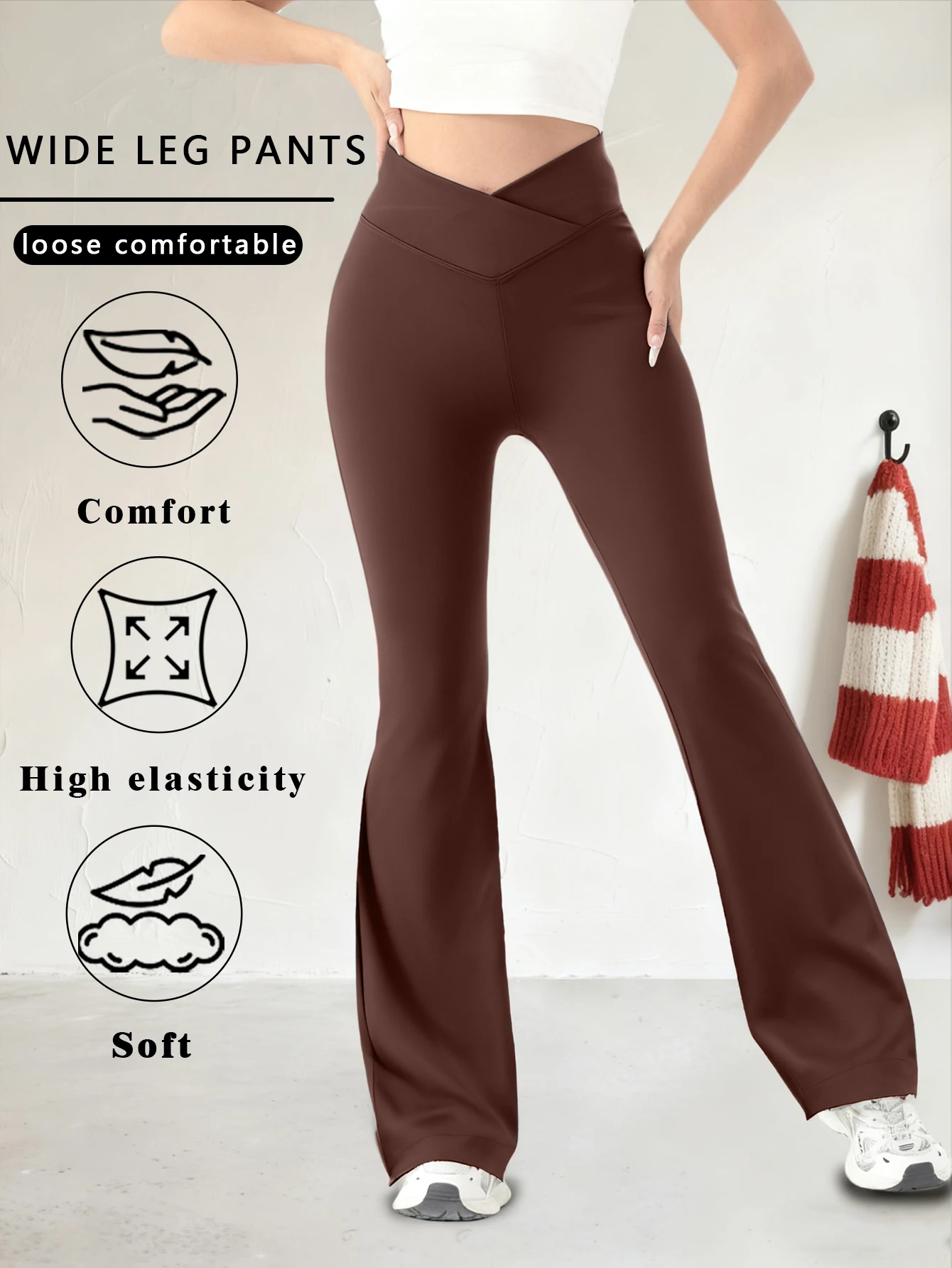 Женские коричневые широкие брюки с высокой талией, мягкие расклешенные брюки на весну и лето, стандартный размер, подходит для повседневной носки
Женские коричневые широкие брюки с высокой талией, мягкие расклешенные брюки на весну и лето, стандартный размер, подходит для повседневной носки