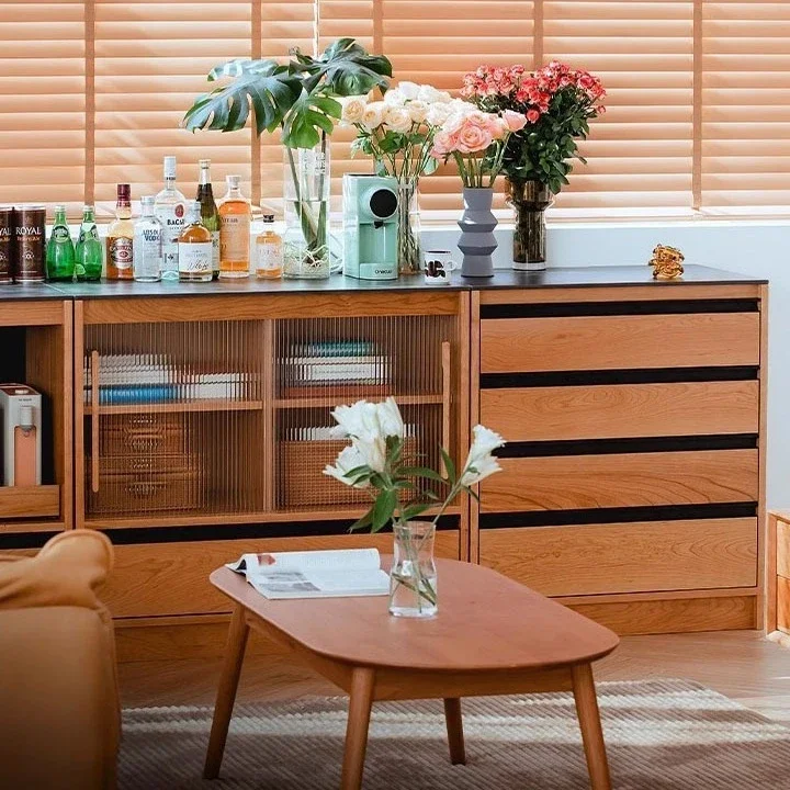 Solid wood dining side cabinet household living room rock slab console small apartment simple storage locker
Solid wood dining side cabinet household living room rock slab console small apartment simple storage locker