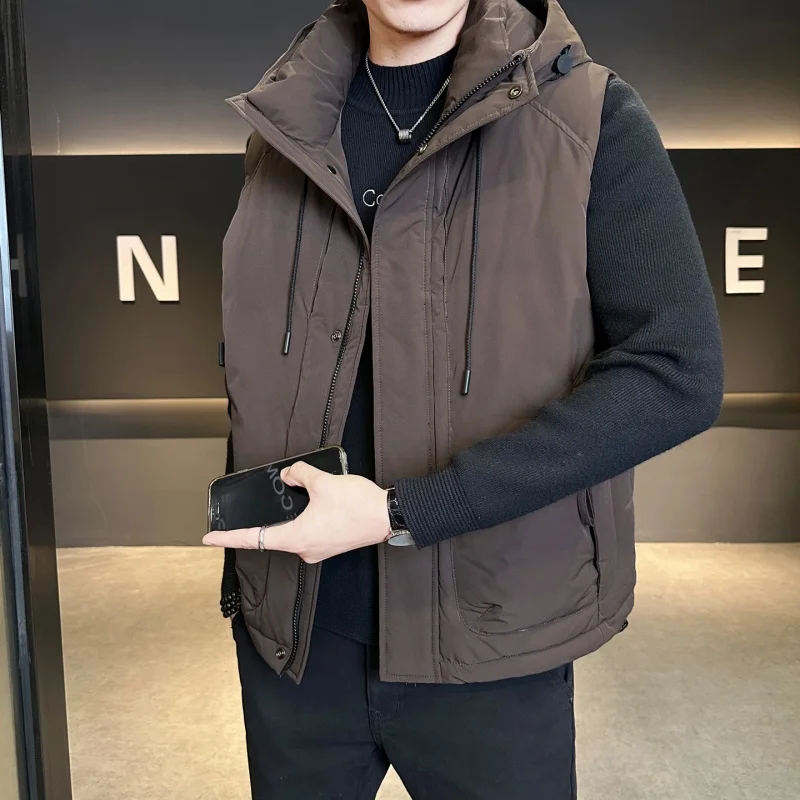 Winter New Men's Hooded down Vest Jaet Warm Outerwear Faionable Workwear Polyester Fiber Du down Coat Youth Daily Wear
Winter New Men's Hooded down Vest Jaet Warm Outerwear Faionable Workwear Polyester Fiber Du down Coat Youth Daily Wear