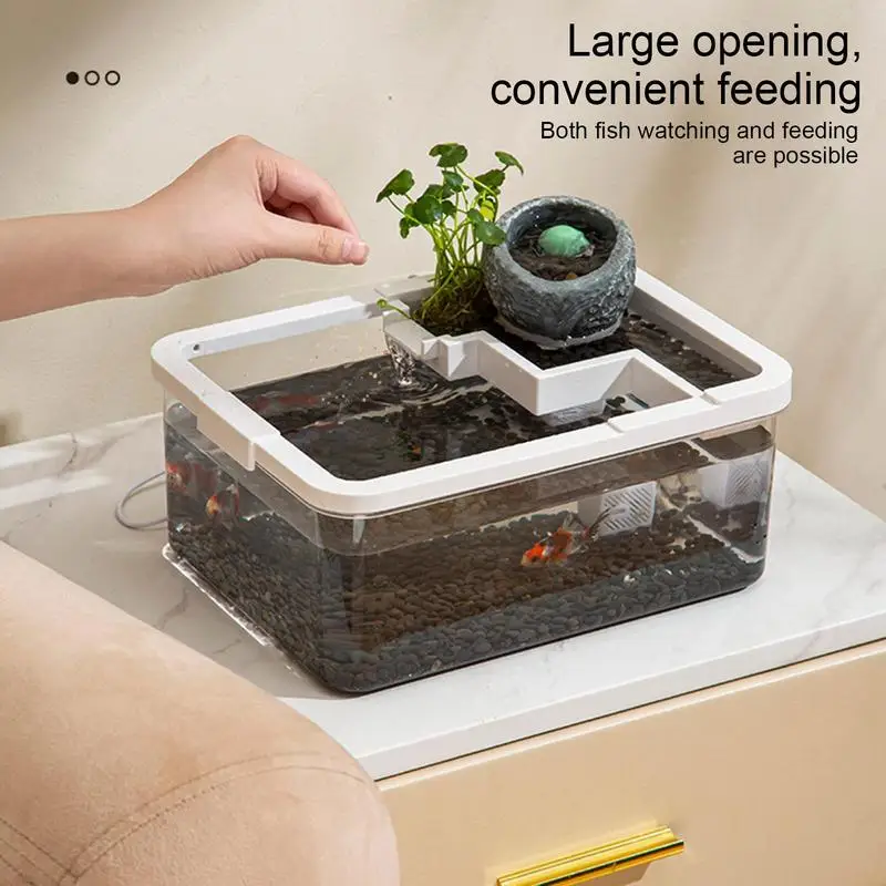 Small Fish Tank Landscape Tank for Turtles Desktop Hydroponic Aquariums with USB Pump & Light for Bedroom Desktop Jellyfish
Small Fish Tank Landscape Tank for Turtles Desktop Hydroponic Aquariums with USB Pump & Light for Bedroom Desktop Jellyfish