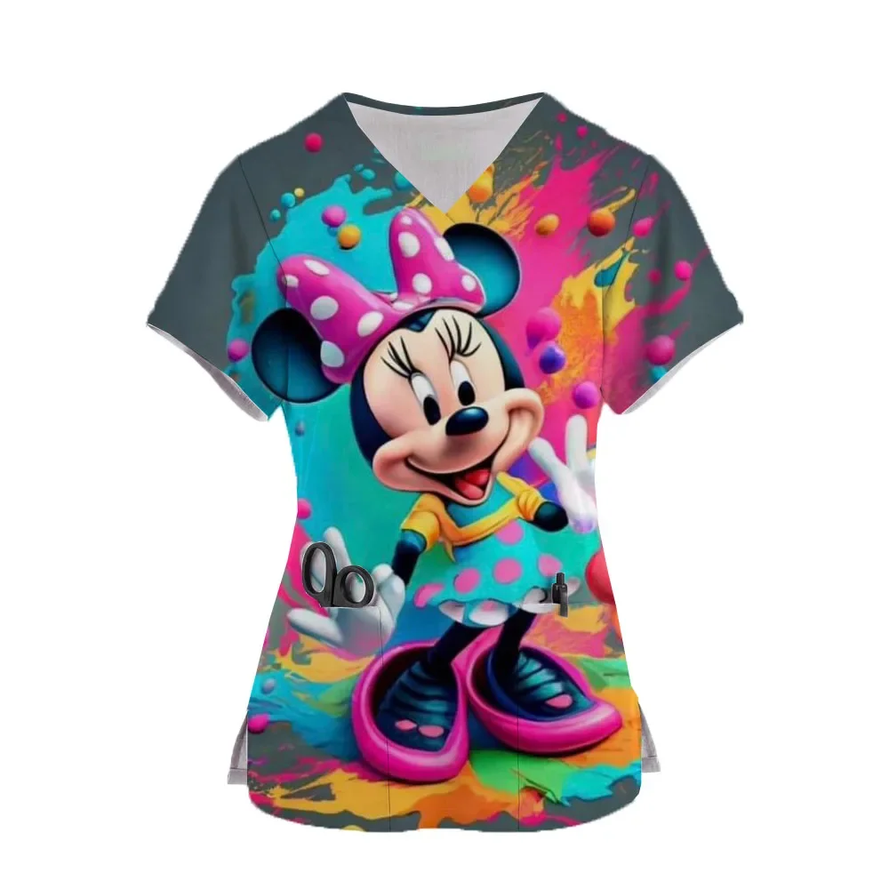 Women Disney Mickey Mouse Print Nurse Uniform Summer Short Sleeve Tops Nursing Working Uniform T-shirts Clinic Protective Tee
Women Disney Mickey Mouse Print Nurse Uniform Summer Short Sleeve Tops Nursing Working Uniform T-shirts Clinic Protective Tee