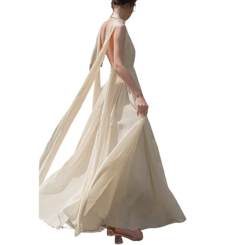 Fairy Apricot Chiffon Sleeveless Backless Dress, High-end Gentle and Chic Elegant Holiday Dress Temperament Commuting 2026 New
Fairy Apricot Chiffon Sleeveless Backless Dress, High-end Gentle and Chic Elegant Holiday Dress Temperament Commuting 2026 New