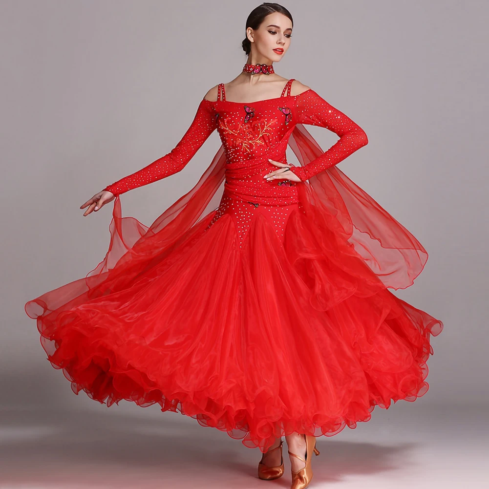Ballroom Dance Dress Waltz Rhinestone Dress Dance Special High Quality Long Sleeve Suspender Rhinestone Performance Dress
Ballroom Dance Dress Waltz Rhinestone Dress Dance Special High Quality Long Sleeve Suspender Rhinestone Performance Dress
