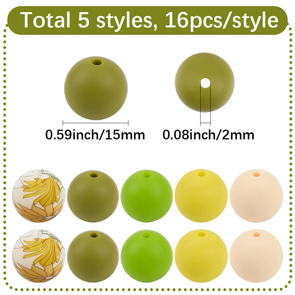 80Pcs 5 Styles Beads DIY Necklaces and Bracelets Making Round with Flower Pattern Mixed Color 15mm Hole: 2mm
80Pcs 5 Styles Beads DIY Necklaces and Bracelets Making Round with Flower Pattern Mixed Color 15mm Hole: 2mm