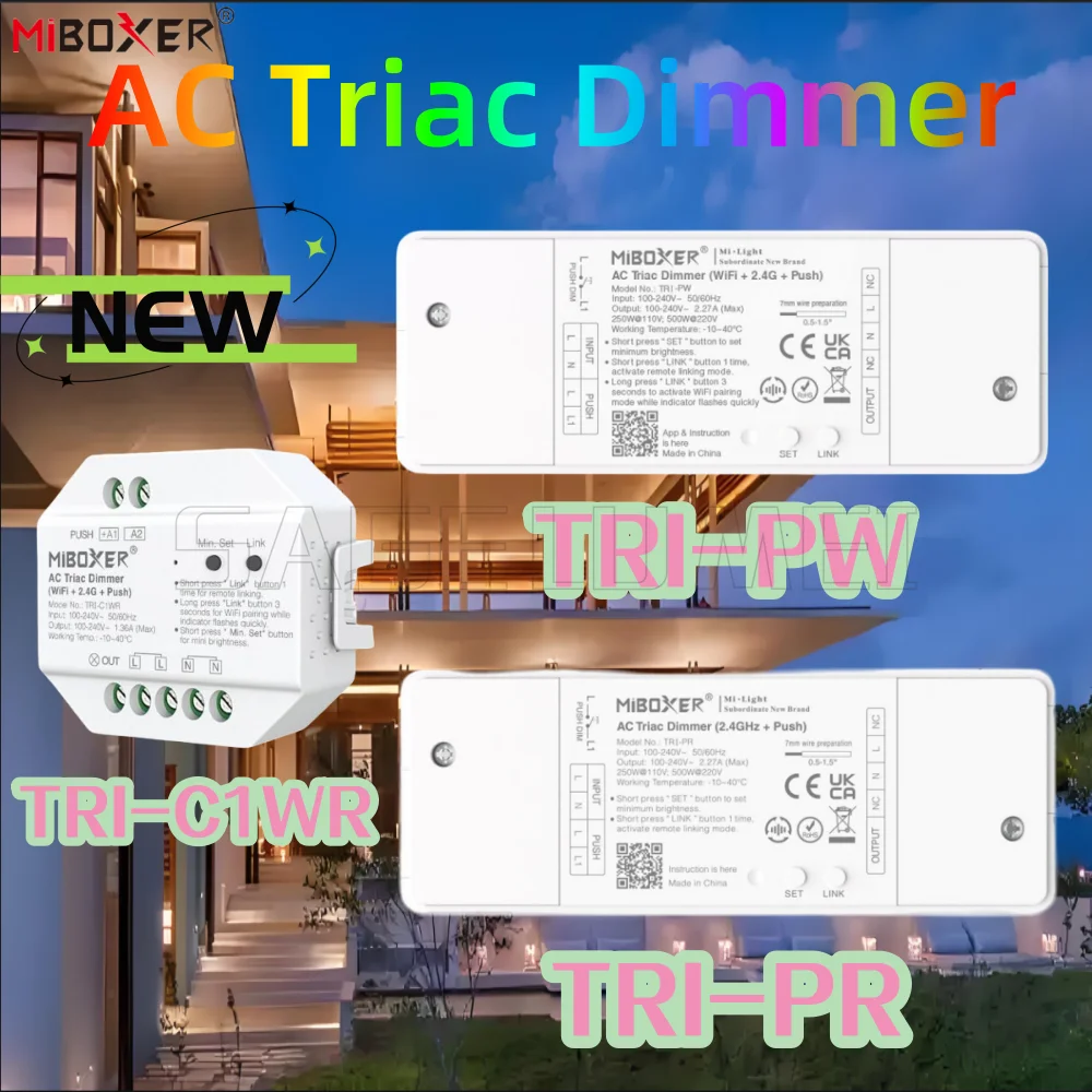 MiBoxer TRI-C1WR/TRI-PW/TRI-PR Triac Dimmer 500W WiFi+2.4GHz Dual Control 30m Wireless Range Alexa Voice Support (AC100V-240V)
MiBoxer TRI-C1WR/TRI-PW/TRI-PR Triac Dimmer 500W WiFi+2.4GHz Dual Control 30m Wireless Range Alexa Voice Support (AC100V-240V)