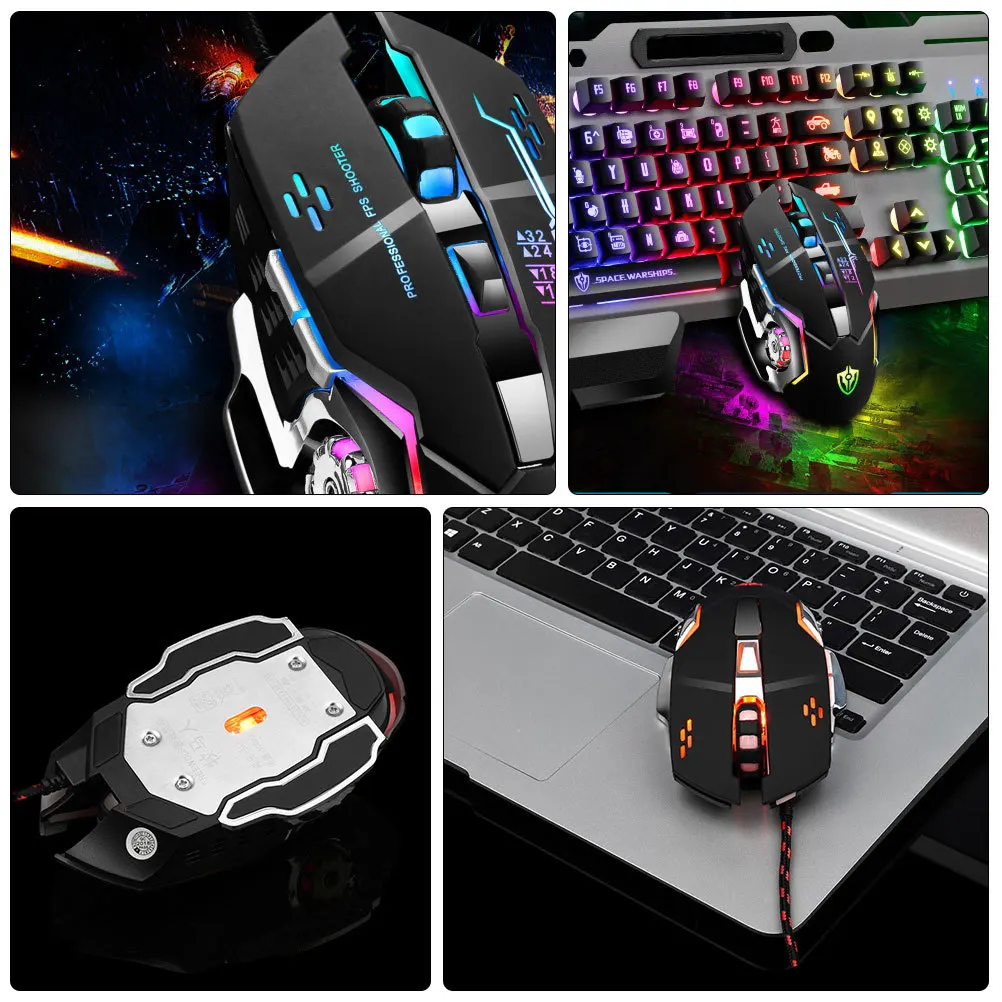 1pc Metal Luminous Gaming Mouse Dpi Adjustable Programmable Rgb Led Computer Mouse For Office Game Heavy Duty Smooth