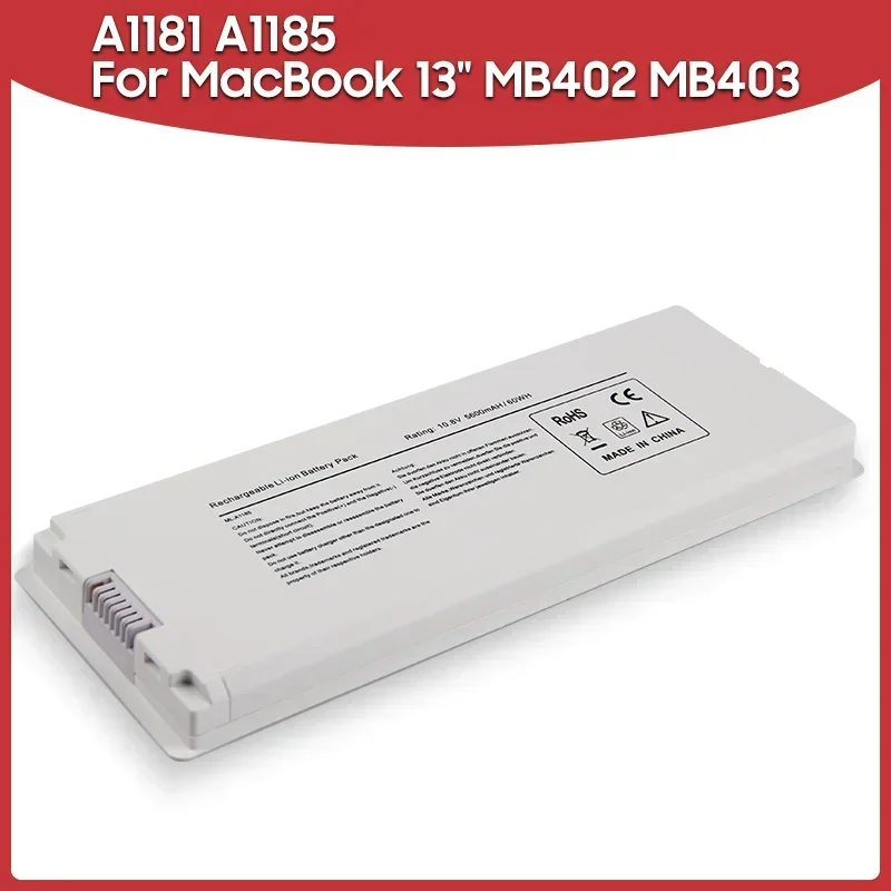 New Replacement Battery A1181 A1185 For MacBook 13" MB402 MB403 MA566FE/A MB881LL/A Rechargeable Batteries 59Wh Long Lifespan
New Replacement Battery A1181 A1185 For MacBook 13" MB402 MB403 MA566FE/A MB881LL/A Rechargeable Batteries 59Wh Long Lifespan