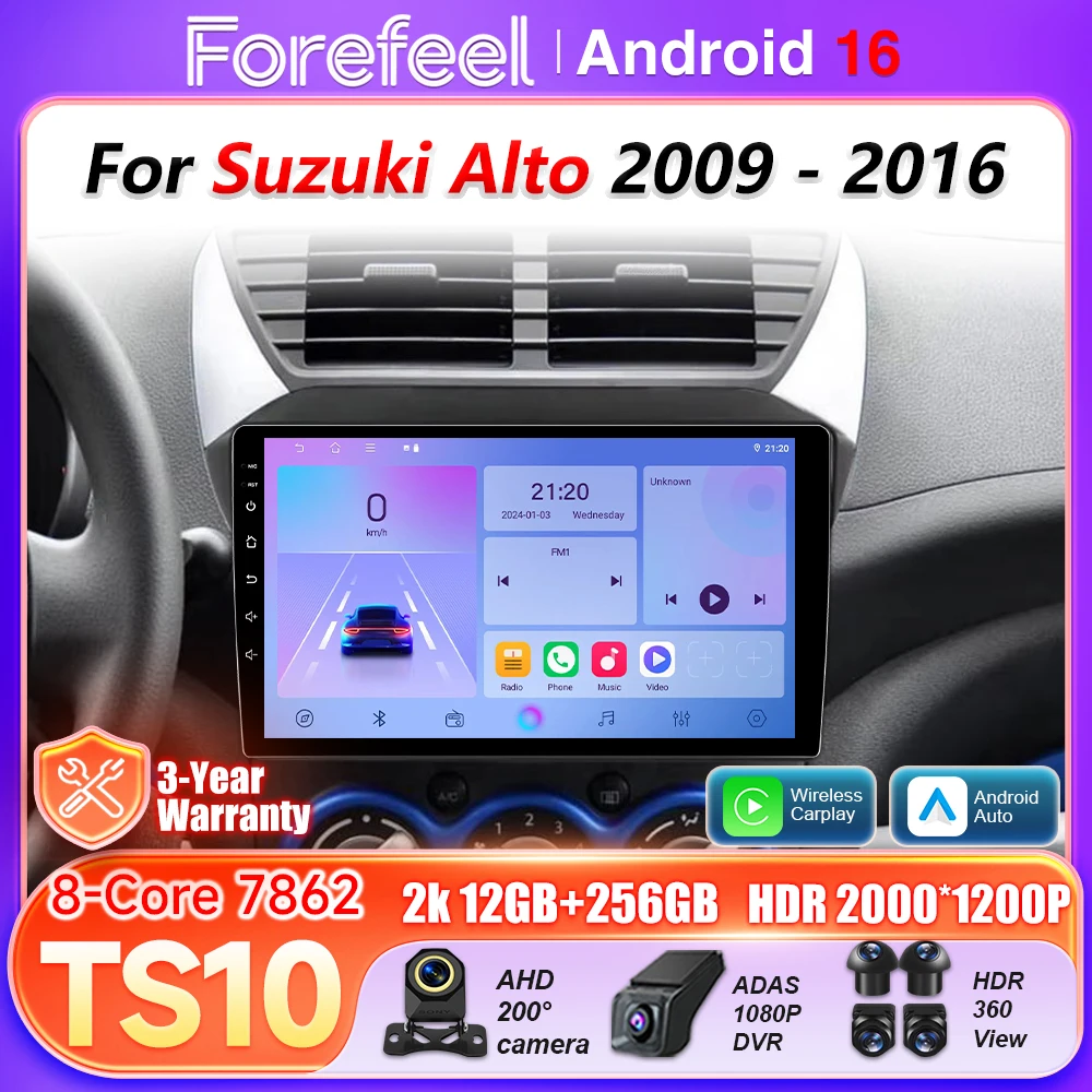 Android 16 Auto Car Radio For Suzuki Alto 2009 2010 2011 2012 - 2016 Carplay BT Video Multimedia Player 5G Wifi GPS Navigation
Android 16 Auto Car Radio For Suzuki Alto 2009 2010 2011 2012 - 2016 Carplay BT Video Multimedia Player 5G Wifi GPS Navigation