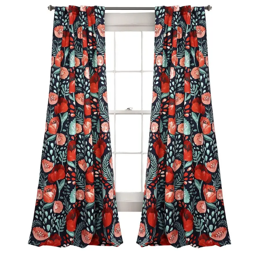 Poppy Garden Curtains Light Filtering Window Set for Living, Dining, Bedroom, 84 in L Panel Pair, Navy
Poppy Garden Curtains Light Filtering Window Set for Living, Dining, Bedroom, 84 in L Panel Pair, Navy
