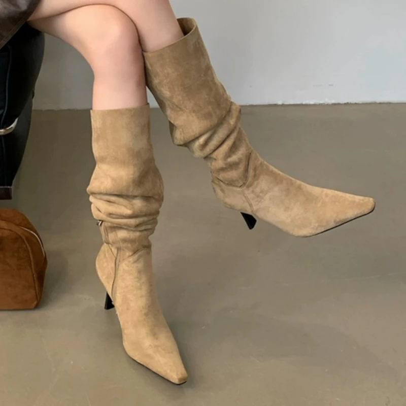 Сексуальные женские высокие сапоги с острым носком, осень 202, повседневные уличные вечерние туфли на высоком каблуке, новые модные брендовые дизайнерские сапоги до колена Botas Mujer 
Сексуальные женские высокие сапоги с острым носком, осень 202, повседневные уличные вечерние туфли на высоком каблуке, новые модные брендовые дизайнерские сапоги до колена Botas Mujer