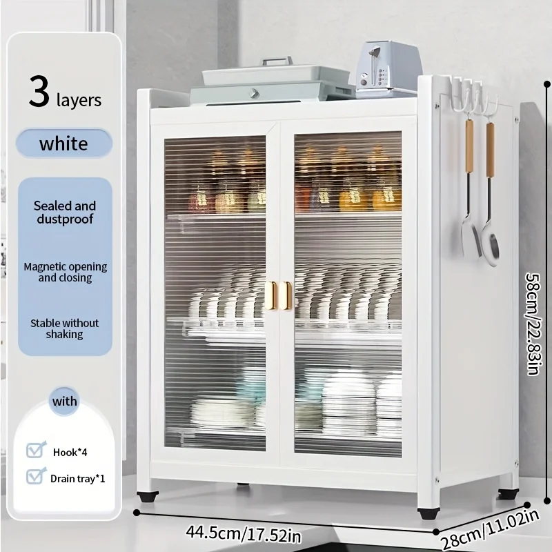 Double Door Dish Rack with Cabinet & Drip Tray - Dust Resistant Storage, 4 Hooks | Countertop Space Saver | White Metal Drying
Double Door Dish Rack with Cabinet & Drip Tray - Dust Resistant Storage, 4 Hooks | Countertop Space Saver | White Metal Drying